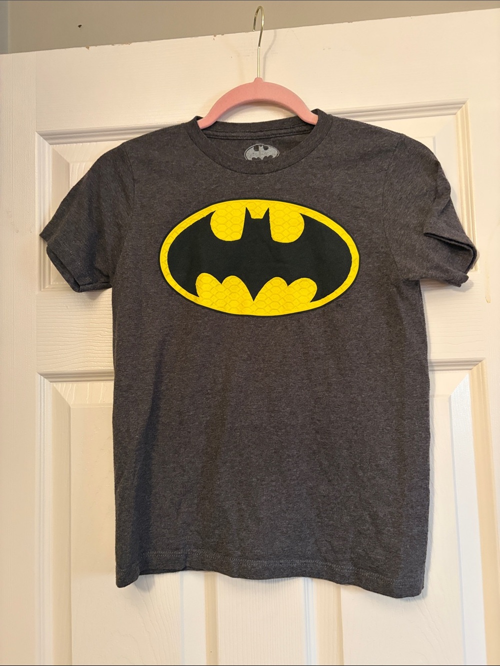 Marvel Kids Short-Sleeve Tee - Gray & Yellow Batman Emblem